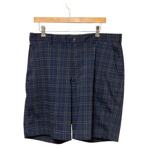 Pebble Beach Blue Striped Plaid Shorts Men's Size 36 Flat Front Summer Beach Fun